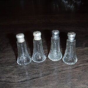 Vintage Sterling Silver Glass Salt Pepper Shakers Set Art Deco Style‎